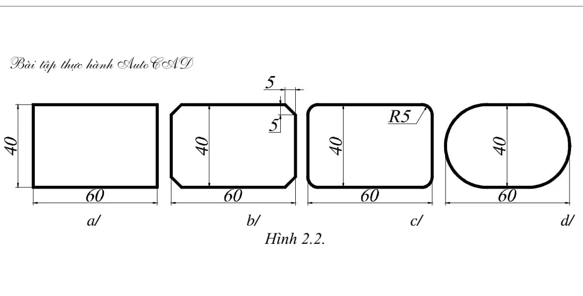 Bài tập AutoCAD 2D vẽ Rectangle