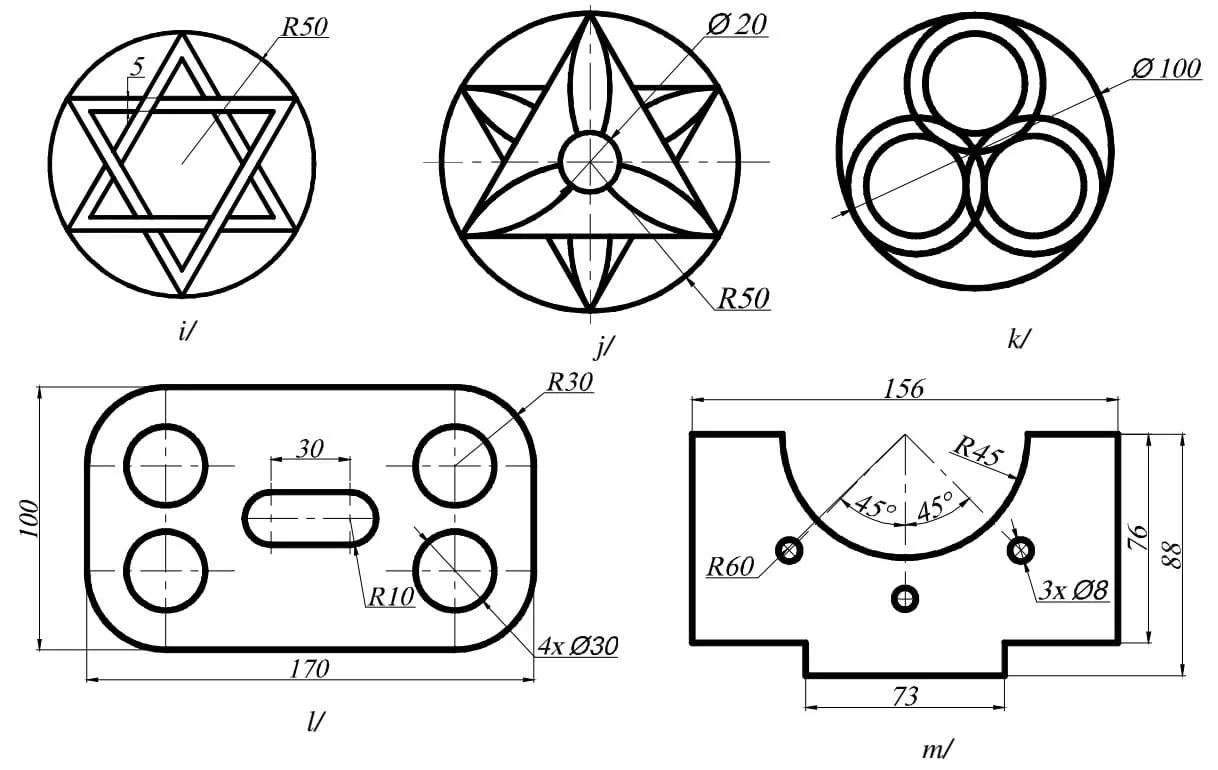 Bài tập AutoCAD 2D với SPLINE và ELLIPSE (hình 3)