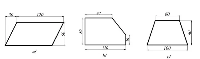 Bản vẽ CAD minh họa các đường thẳng đơn giản với kích thước chi tiết, thực hành lệnh Line cơ bản