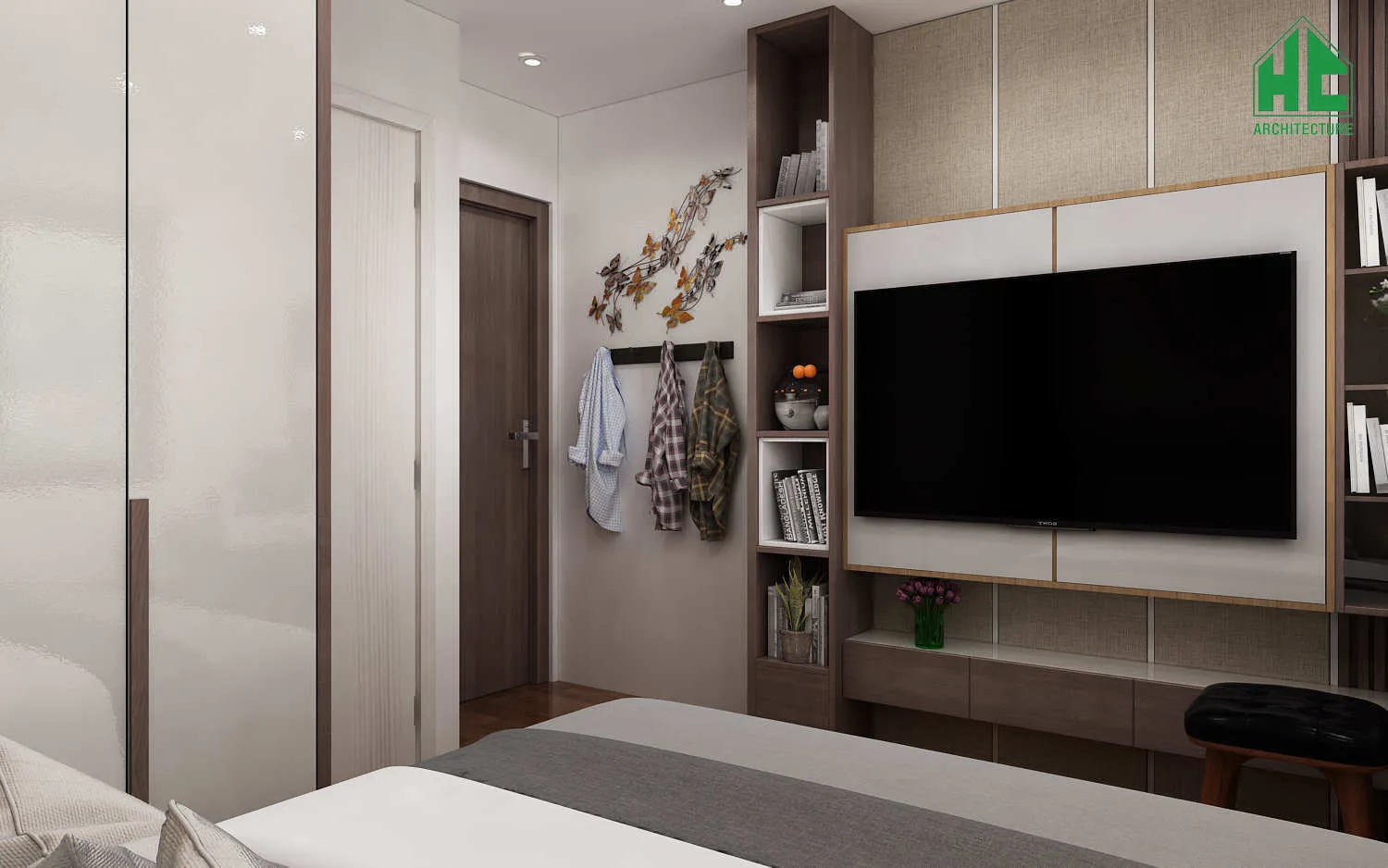 Bản vẽ phối cảnh 3D phòng ngủ chi tiết, dịch vụ nhận vẽ AutoCAD cho đồ án sinh viên