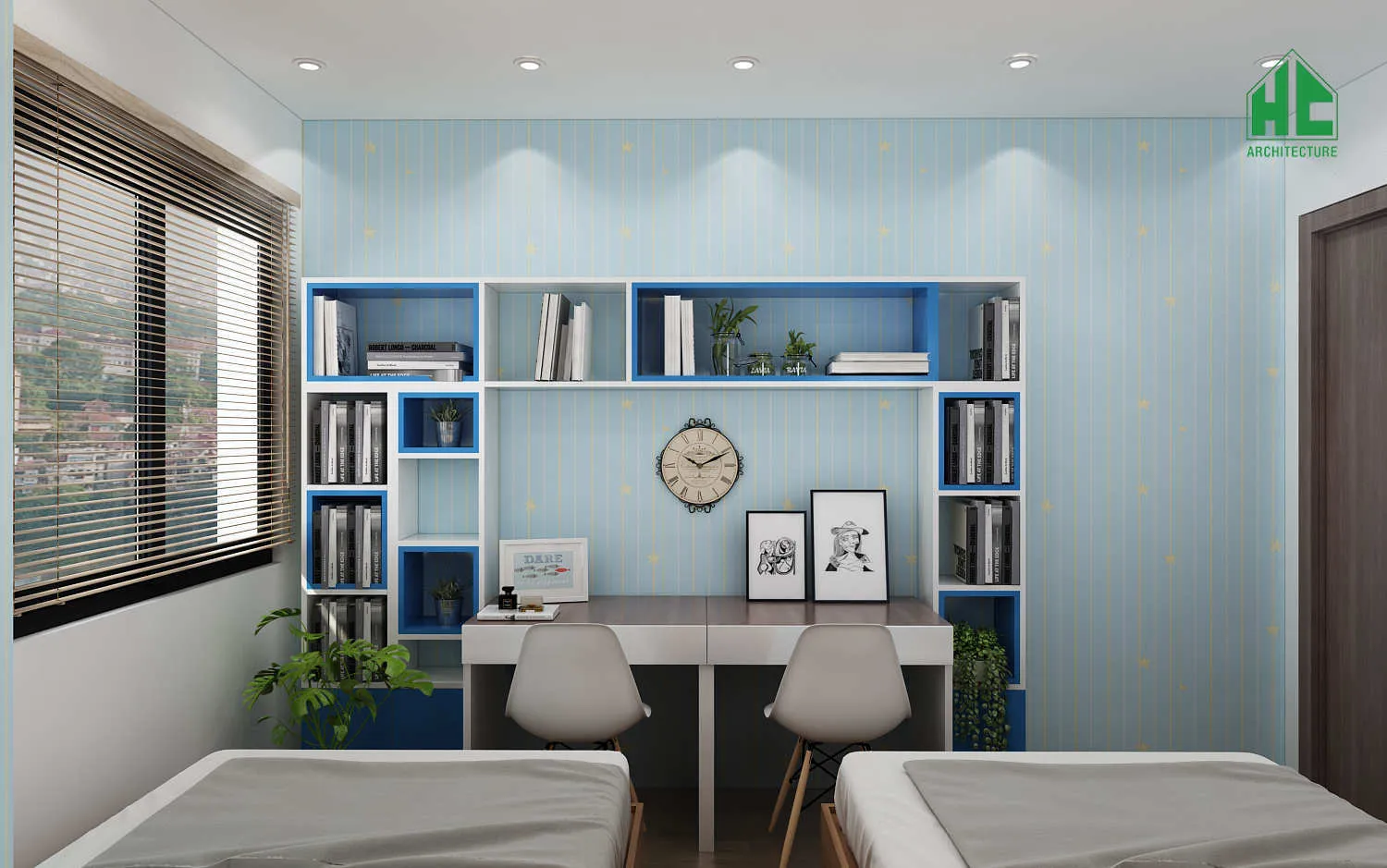 Bản vẽ phối cảnh phòng ngủ trẻ em, dịch vụ thiết kế nội thất cho sinh viên