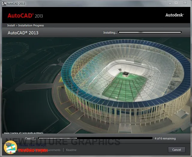 Bắt đầu quá trình cài đặt phần mềm AutoCAD 2013 sau khi đã chọn xong