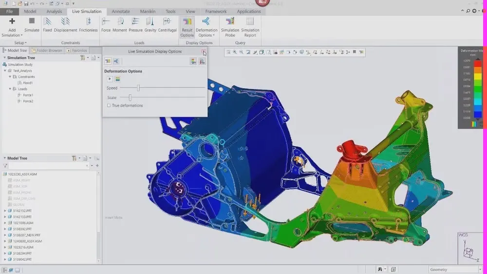 Biểu đồ so sánh hiệu suất Creo và SolidWorks trên cùng cấu hình
