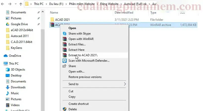 Bước 1 hướng dẫn giải nén file cài đặt AutoCAD 2021 trước khi bắt đầu