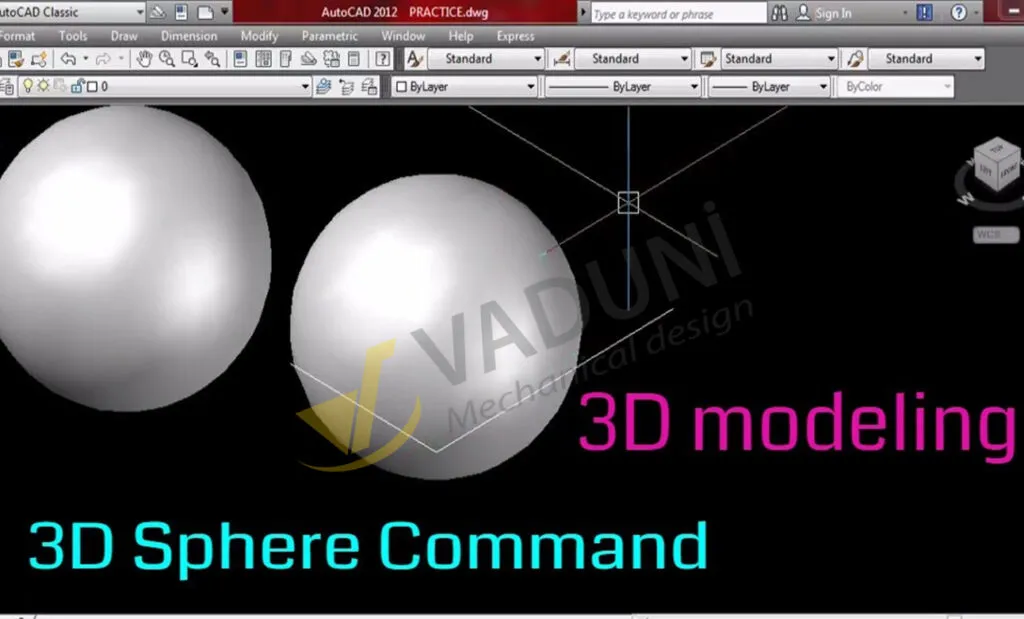 Các hình khối 3D được tạo trong AutoCAD, nâng cao kinh nghiệm thiết kế không gian ba chiều.