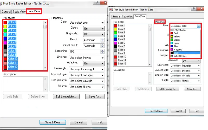 Cài đặt màu đen cho tất cả nét in trong AutoCAD để đảm bảo bản vẽ có chất lượng đồng nhất