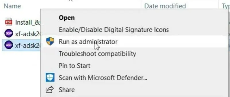 Chạy công cụ X-Force 2015 Keygen với quyền quản trị viên để kích hoạt AutoCAD