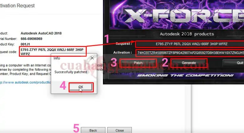 Chạy file keygen hoặc crack kích hoạt AutoCAD 2018 với quyền Administrator để đảm bảo hoạt động.