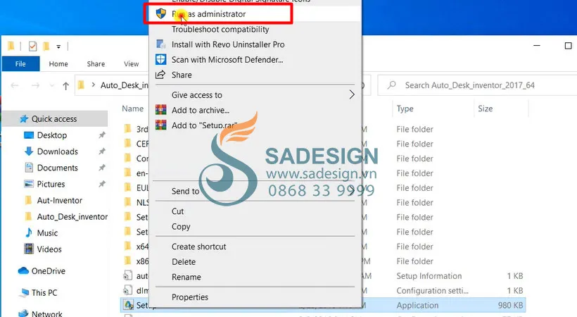 Chạy file Setup để bắt đầu quá trình cài đặt Inventor 2017