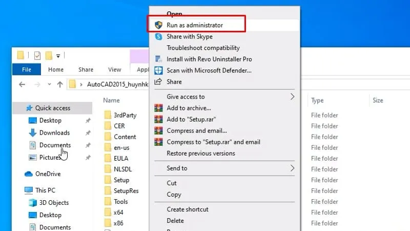 Chạy file Setup.exe với quyền quản trị viên để bắt đầu cài đặt AutoCAD 2015