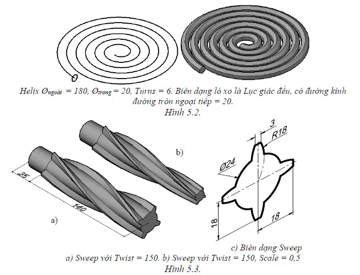 Chi tiết cơ khí có hình dạng uốn lượn, minh họa ứng dụng của lệnh Sweep