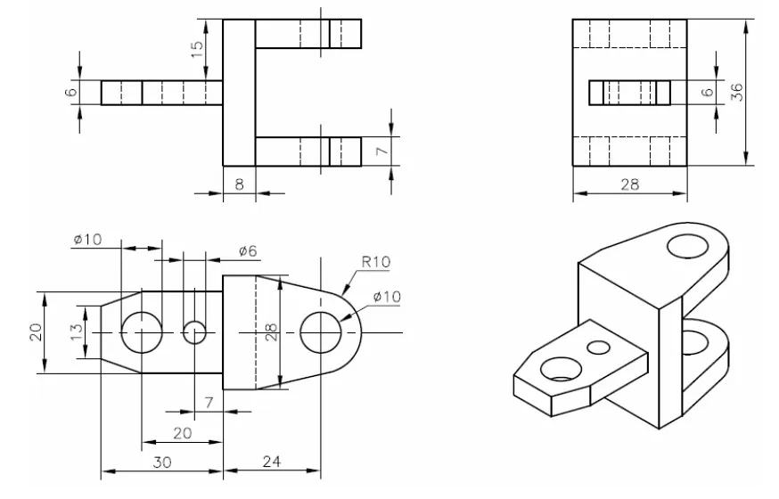 Chi tiết máy 3D có hình dạng đặc biệt, cần kết hợp nhiều lệnh trong AutoCAD 3D