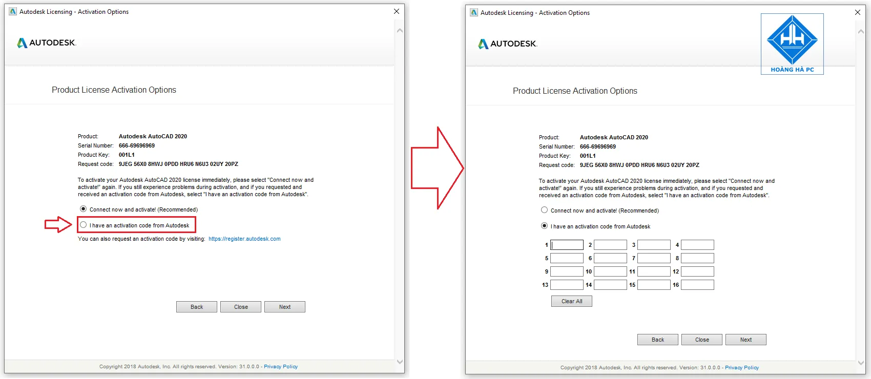 Chọn &quot;I have an activation code from Autodesk&quot; để nhập mã kích hoạt cho AutoCAD 2020 sau khi sử dụng keygen