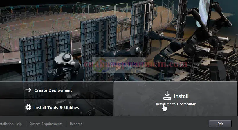 Chọn &quot;Install&quot; trên giao diện cài đặt để tiếp tục cài đặt phần mềm AutoCAD 2012.