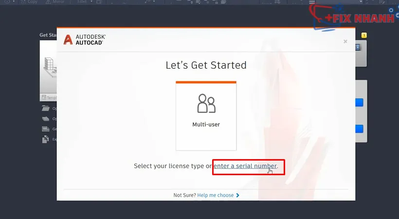 Chọn nhập số serial để kích hoạt bản quyền AutoCAD 2020