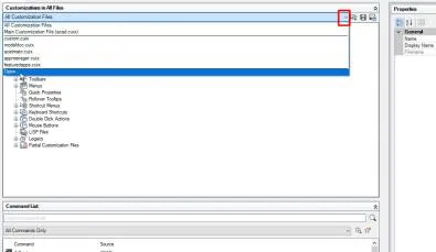 Chọn Open từ menu thả xuống trong CUI để tải tệp tùy chỉnh giao diện AutoLisp