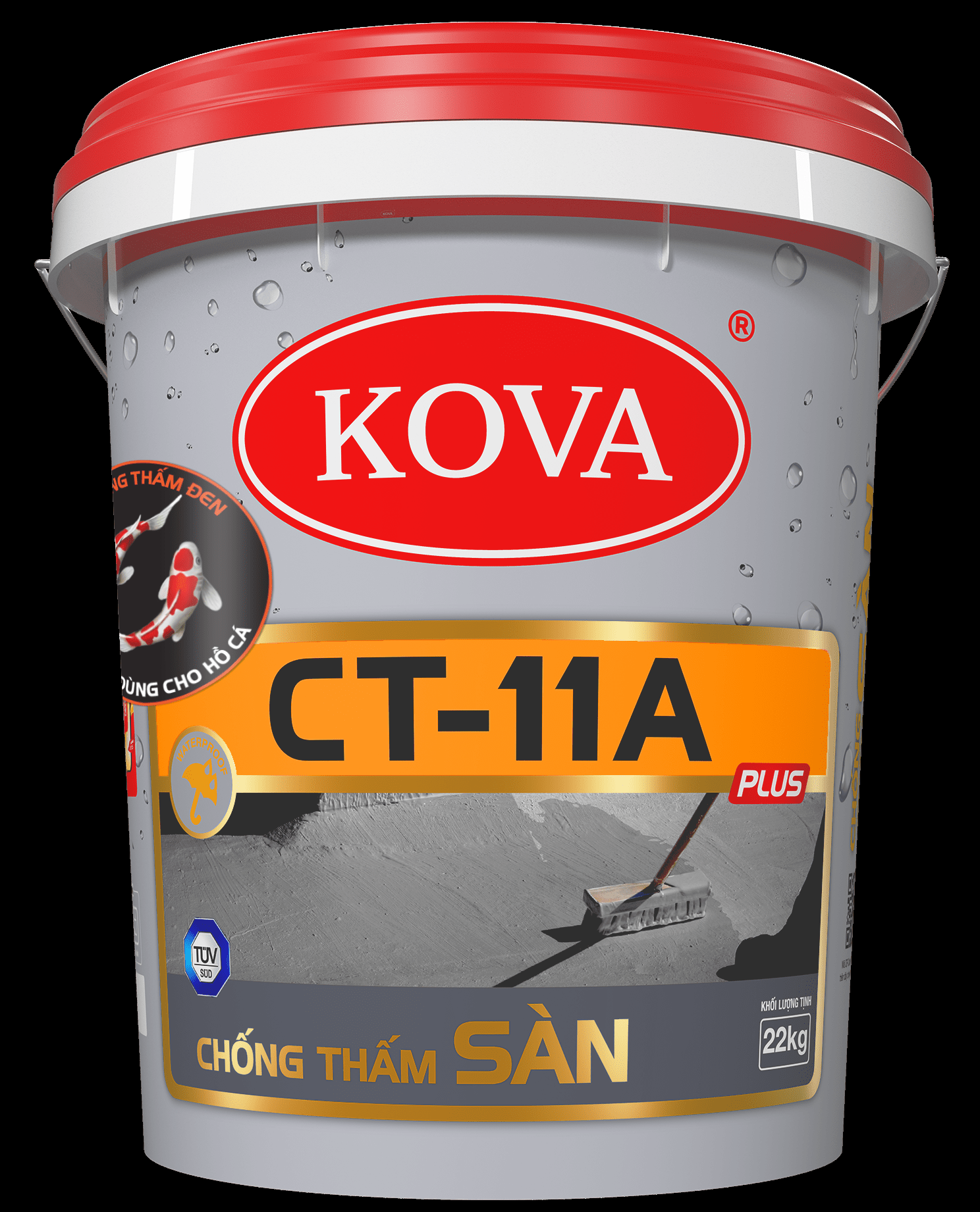 Công nhân thi công chống thấm sàn bằng sản phẩm chống thấm Kova chuyên dụng, đảm bảo bề mặt sàn được bảo vệ tối ưu khỏi tác động của nước.