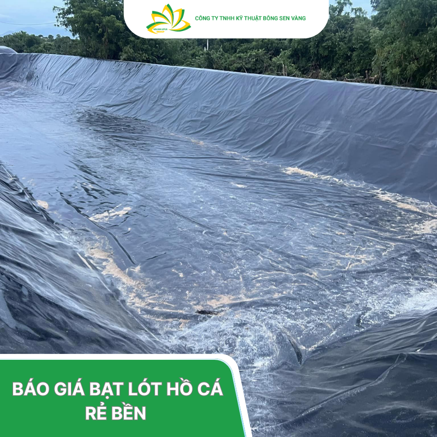 Công nhân đang chuẩn bị bề mặt đáy hồ trước khi trải bạt chống thấm, đảm bảo loại bỏ vật sắc nhọn và làm phẳng mịn