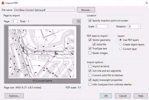 Chức năng nhập file PDF trực tiếp vào AutoCAD 2018, hỗ trợ chỉnh sửa bản vẽ từ định dạng PDF một cách hiệu quả.