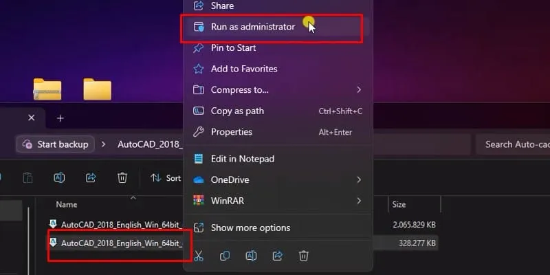 Chuột phải vào file cài đặt và chọn 'Run as administrator' để cấp quyền quản trị
