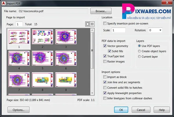 Công cụ Import PDF sang CAD trong Autocad 2017 giúp tiết kiệm thời gian