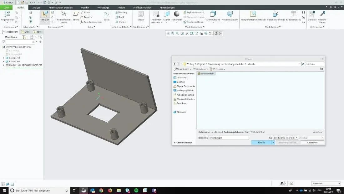 Creo Parametric mở trực tiếp file lắp ráp từ SolidWorks và Siemens NX