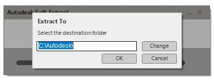 Cửa sổ xác nhận thư mục lưu trữ các file giải nén trước khi tiến hành cài đặt AutoCAD 2019.
