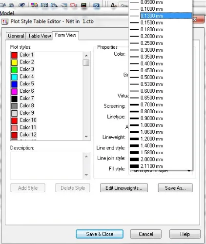 Điều chỉnh độ dày nét in (Line Weight) trong AutoCAD để các chi tiết của bảng vẽ hiển thị rõ ràng
