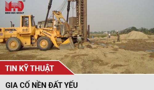 Minh họa quá trình tạo cọc cát để gia cố nền đất yếu, giúp tăng cường khả năng chịu tải cho công trình.