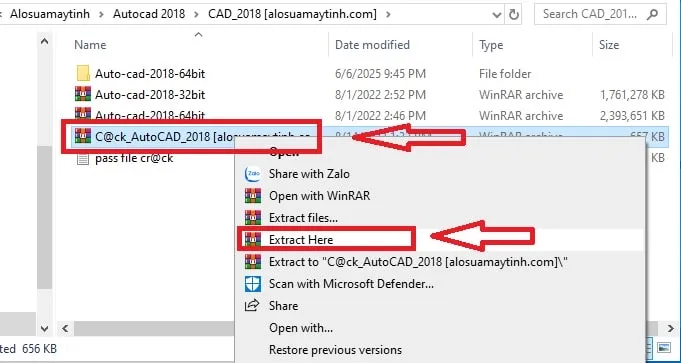 Giải nén công cụ hỗ trợ kích hoạt AutoCAD 2018 từ file nén để sử dụng trong bước tiếp theo