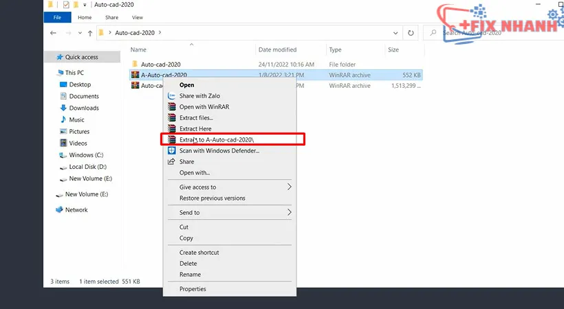Giải nén công cụ hỗ trợ kích hoạt bản quyền AutoCAD 2020