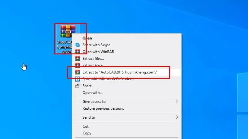 Giải nén tập tin cài đặt AutoCAD 2015 trên Windows 10