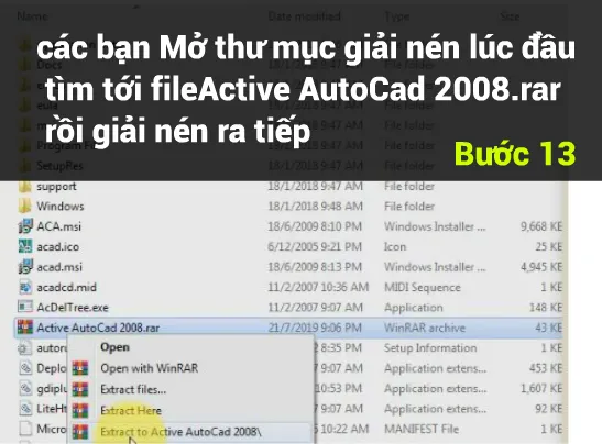 Giải nén tệp Active AutoCAD 2008.rar để lấy công cụ kích hoạt
