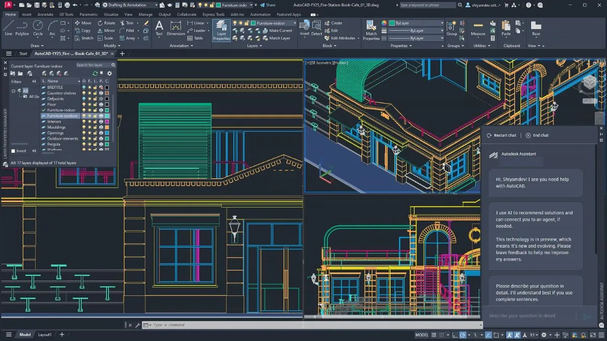 Giao diện AutoCAD, phần mềm thiết kế kỹ thuật hàng đầu mà sinh viên có thể đăng ký sử dụng miễn phí