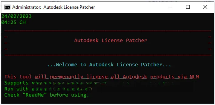 Giao diện chạy công cụ kích hoạt bản quyền cho phần mềm Autodesk Civil 3D 2023.