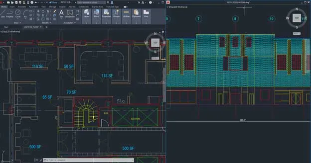 Giao diện làm việc với nhiều cửa sổ bản vẽ AutoCAD cùng lúc, tăng năng suất thiết kế trên phần mềm AutoCAD 2020
