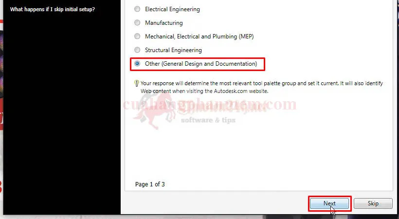 Giao diện lựa chọn bước tiếp theo để kích hoạt bản quyền AutoCAD 2010