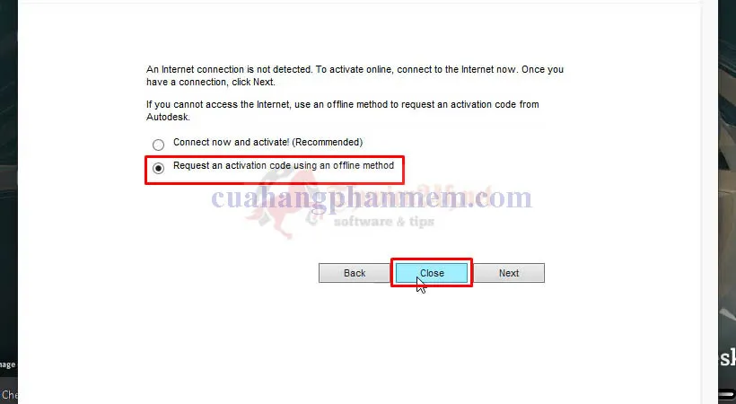 Giao diện lựa chọn phương thức kích hoạt AutoCAD 2013, chọn các tùy chọn phù hợp và nhấn Next