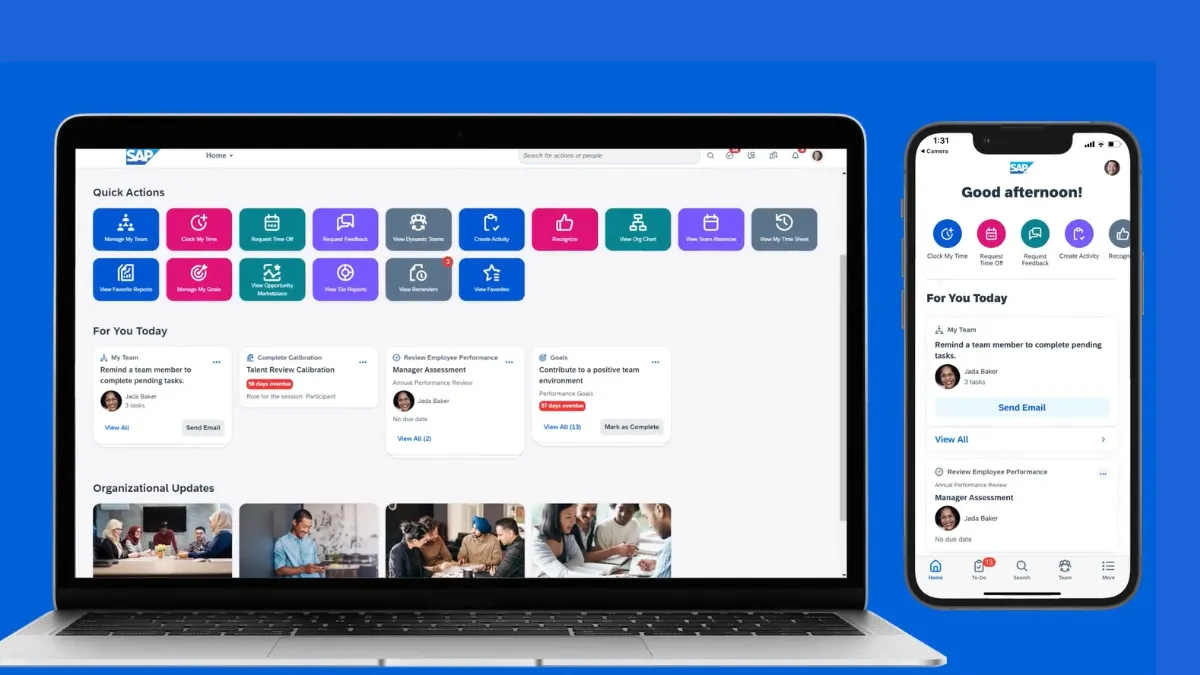 Giao diện minh họa của phần mềm SAP ERP, thể hiện khả năng quản lý quy trình kinh doanh tổng thể.