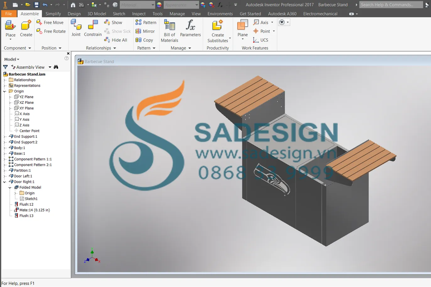 Giao diện tổng quan phần mềm Autodesk Inventor 2017 với các công cụ thiết kế 3D