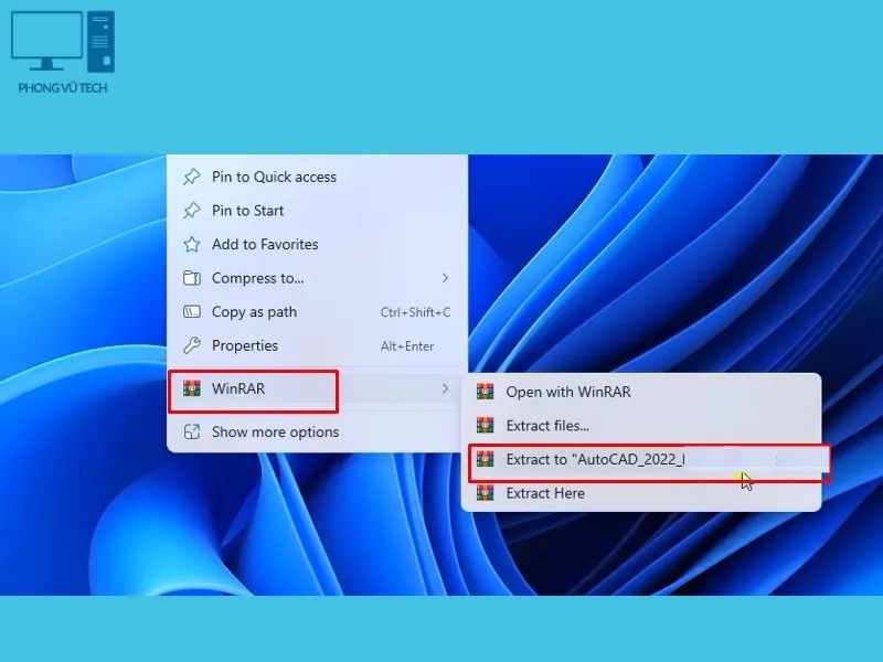 Hình ảnh hướng dẫn giải nén file cài đặt AutoCAD 2022 trước khi bắt đầu cài đặt