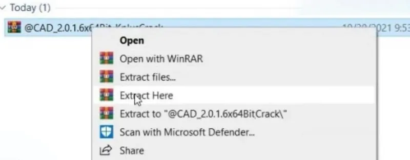 Hình ảnh minh họa bước giải nén file cài đặt AutoCAD 2016 Full Crack trước khi bắt đầu.