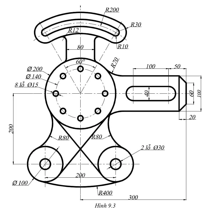Hình vẽ CAD 2D ôn tập các chi tiết kỹ thuật, đòi hỏi sự chính xác và kết hợp nhiều lệnh đã học