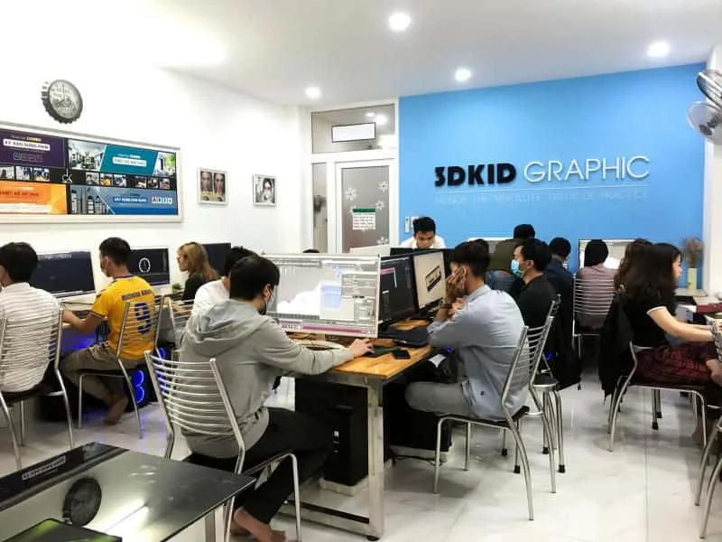 Học viên tập trung học AutoCAD tại Trung tâm Đồ họa 3DKID