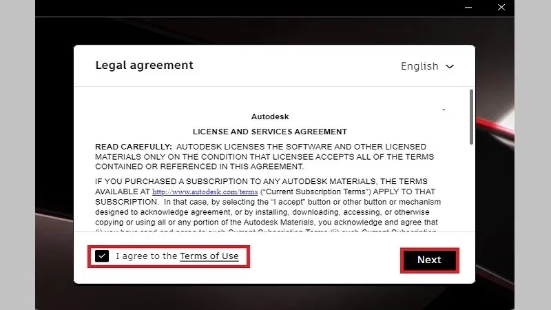 Hộp thoại cài đặt AutoCAD với nút 'Install' sẵn sàng để bắt đầu quá trình cài đặt phần mềm trên Windows 10.