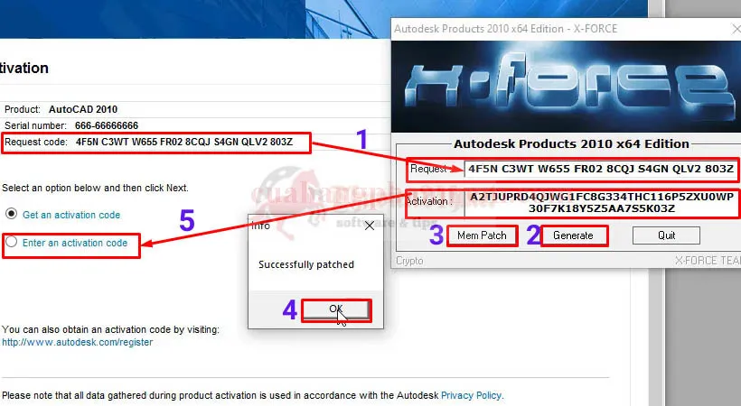 Hướng dẫn các bước nhập mã yêu cầu và mã kích hoạt AutoCAD 2010