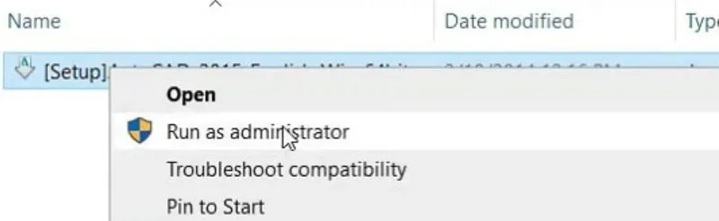 Hướng dẫn chạy file Setup cài đặt AutoCAD 2014 với quyền quản trị trên Windows