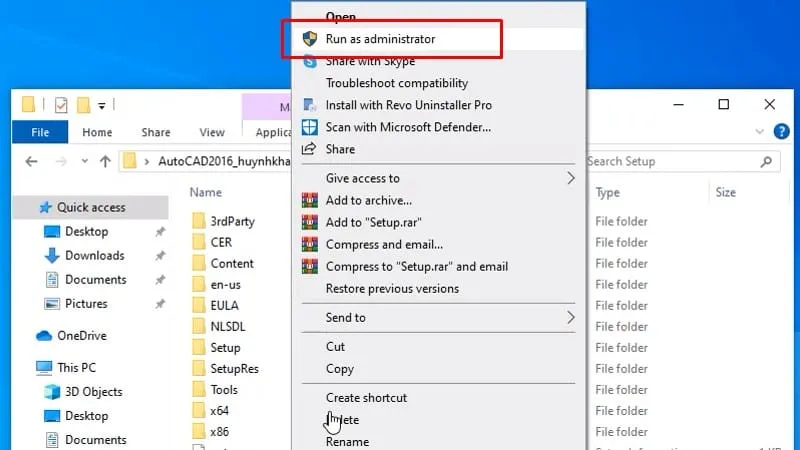 Hướng dẫn chạy file Setup của AutoCAD 2016 với quyền quản trị viên