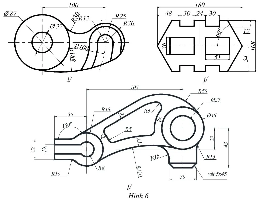 Hướng dẫn vẽ AutoCAD 2D với các lệnh hiệu chỉnh hình phức tạp: Bài tập 6.3