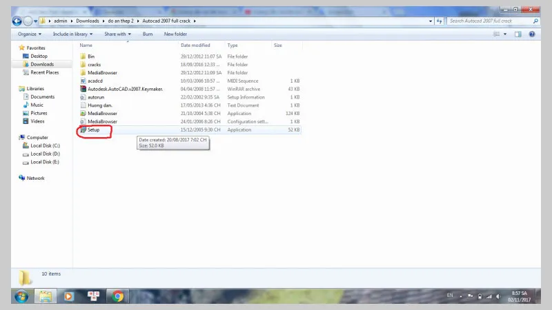 Khởi chạy file Setup để bắt đầu cài đặt AutoCAD 2007